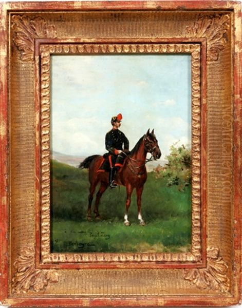 French Cavalry Soldier Oil Painting by Paul Emile Leon Perboyre