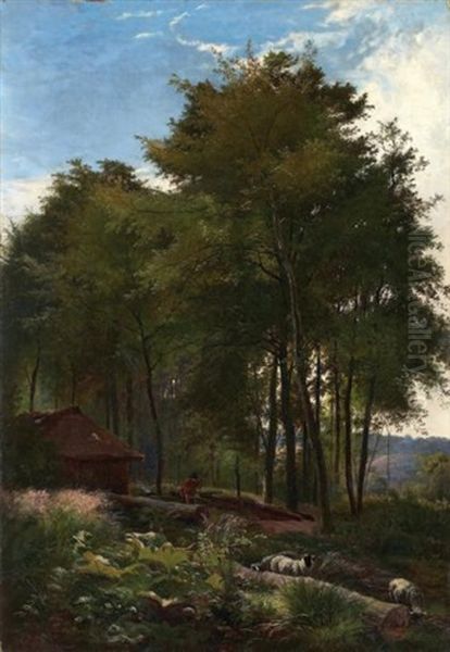 Berger A L'oree De La Foret Oil Painting by Sidney Richard Percy