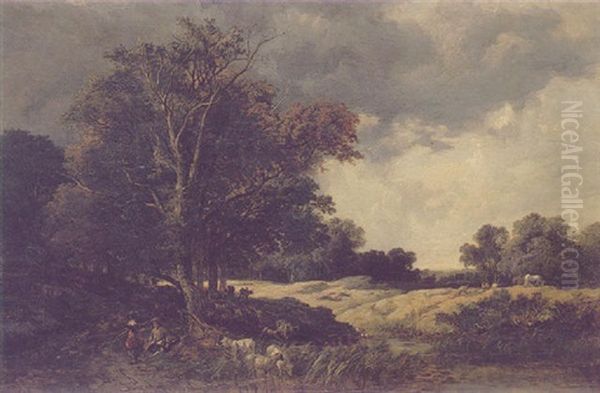 A Wayside Chat Oil Painting by Sidney Richard Percy