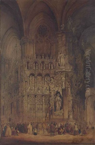 El Transparente, Toledo Cathedral Oil Painting by Genaro Perez Villaamil