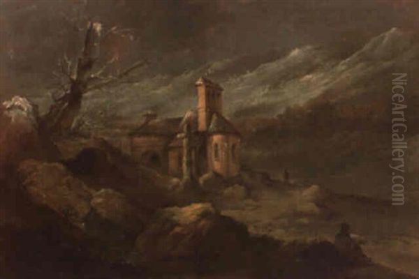 Eremita Junto Al Monasterio Oil Painting by Genaro Perez Villaamil