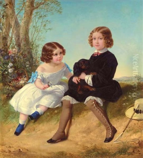 Playtime Oil Painting by Alexis Joseph Perignon