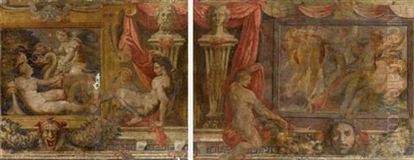 Apollo Che Uccide I Ciclopi (+ Cerere E Proserpina; 2 Works) Oil Painting by Perino Del Vaga (Pietro Bonaccors
