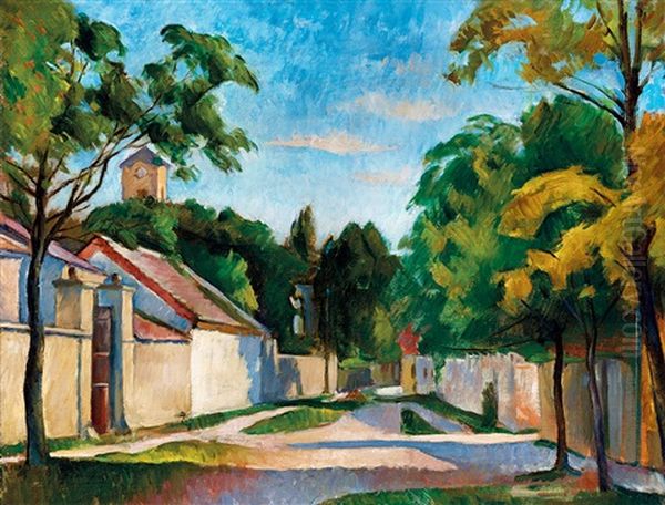 Szentendre Scene Oil Painting by Vilmos Perlrott-Csaba