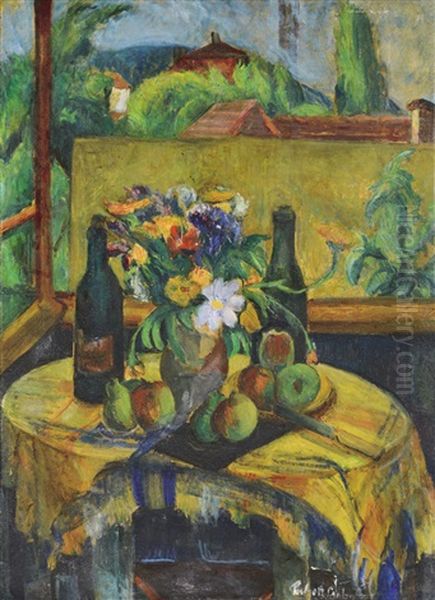 View From The Atelier Window Oil Painting by Vilmos Perlrott-Csaba