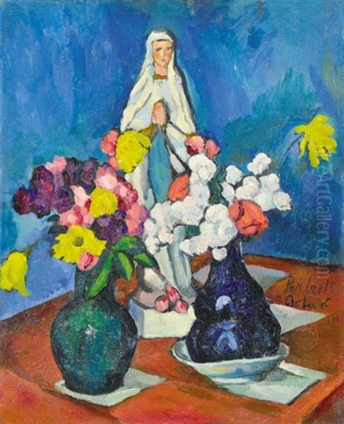 Spring Flowers Oil Painting by Vilmos Perlrott-Csaba