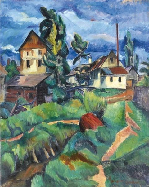 Mill-ditch Oil Painting by Vilmos Perlrott-Csaba