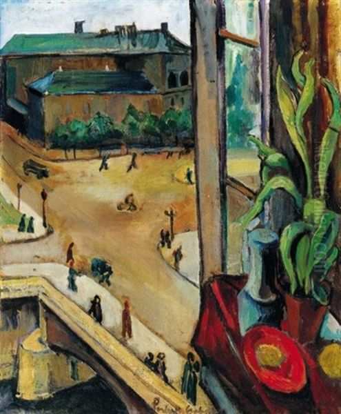 Kilatas A Muvesz Parizsi Mutermenek Ablakabol (view From The Window Of The Artist, Paris) Oil Painting by Vilmos Perlrott-Csaba