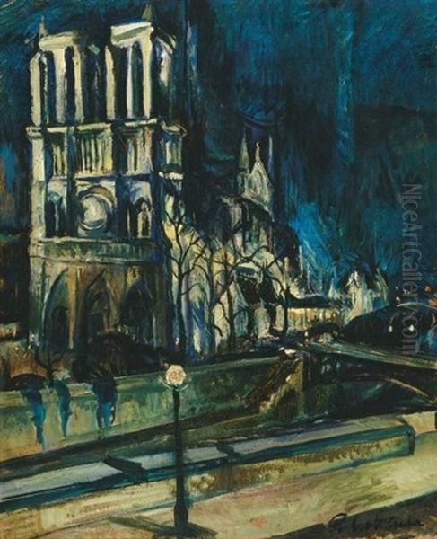A Parizsi Notre-dame (the Notre-dame In Paris) Oil Painting by Vilmos Perlrott-Csaba