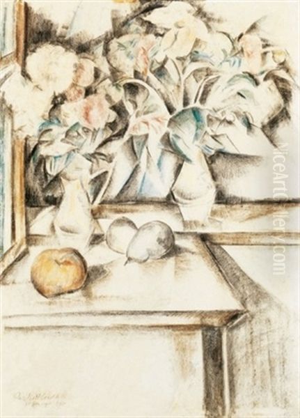 Csendelet (still Life) Oil Painting by Vilmos Perlrott-Csaba