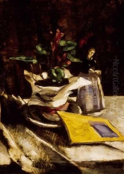 Csendelet (still Life) Oil Painting by Vilmos Perlrott-Csaba