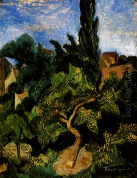 Szentendrei Kert (garden In Szentendre) Oil Painting by Vilmos Perlrott-Csaba