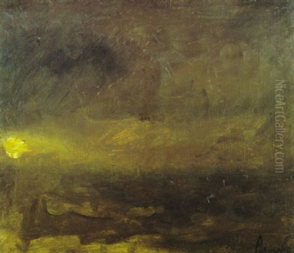 Marine Bij Zonsondergang Oil Painting by Constant Permeke
