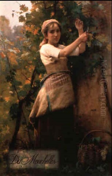 In The Vineyard Oil Painting by Leon Jean Basile Perrault