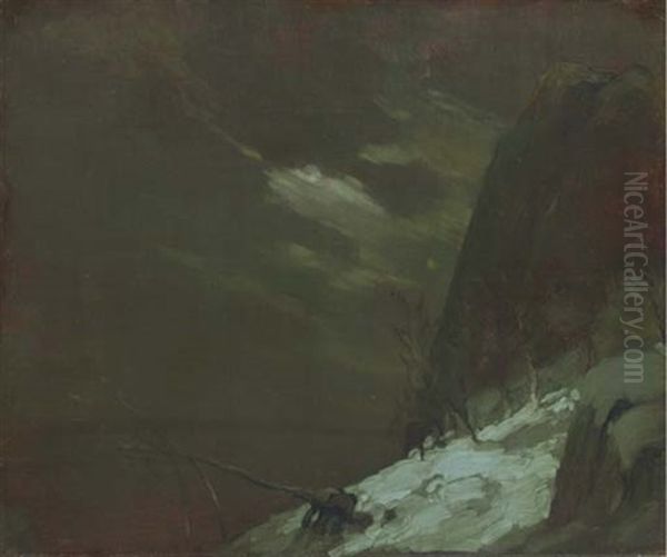 Getting Firewood Oil Painting by Van Dearing Perrine