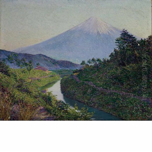 Fuji From Fujiyama Canal Iwahichi Oil Painting by Lilla Calbot Perry