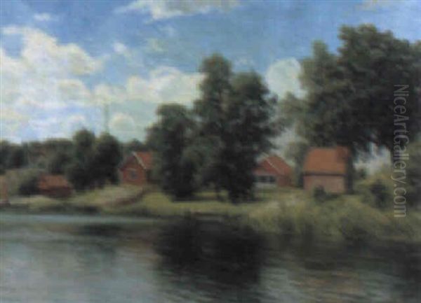Roda Stugor I Skargarden Oil Painting by Peter Adolf Persson
