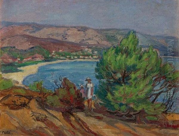 Fillettes En Bord De Mer Oil Painting by Jean Peske