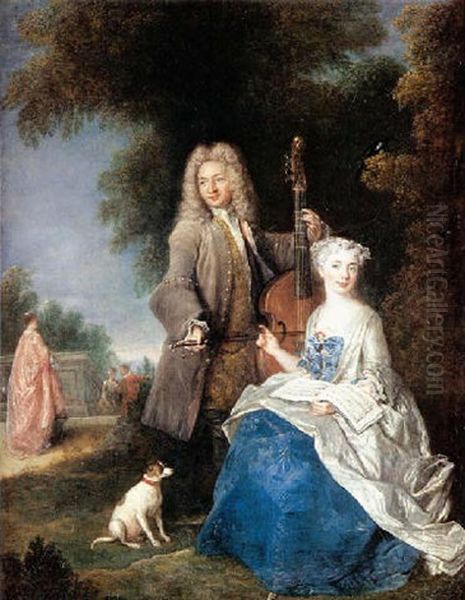 Scene De Concert Dans Un Parc Oil Painting by Antoine Pesne