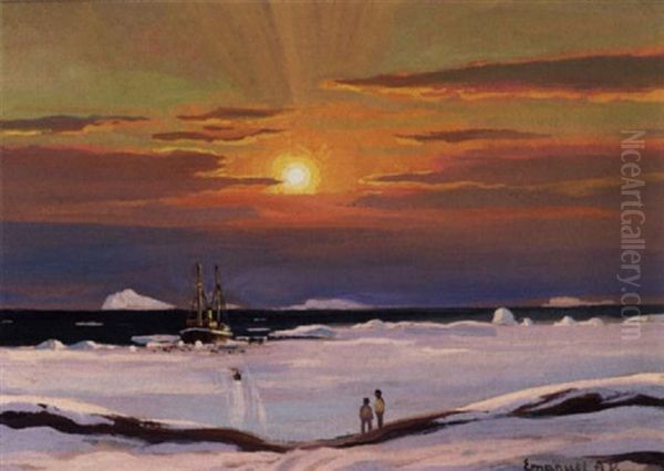 Foraarsskibet Oil Painting by Emanuel A. Petersen