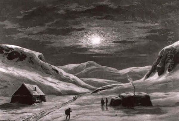 Mitternachtssonne, Groenland Oil Painting by Emanuel A. Petersen