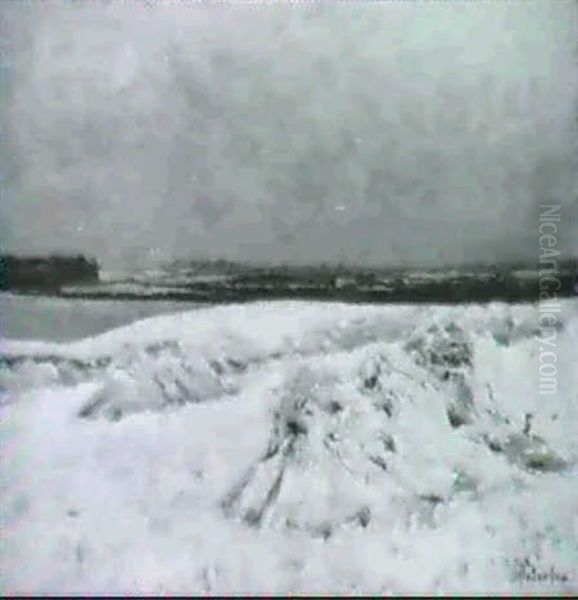 Norddeutsche Landschaft Mit Kornhocken Oil Painting by Heinrich Petersen