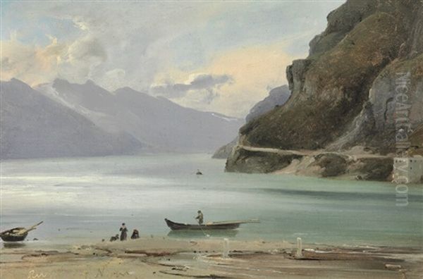 Two Views From Lake Garda Oil Painting by Vilhelm Peter Carl Petersen