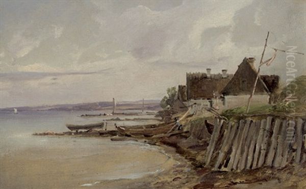 Kustenzug Mit Fischerbooten Oil Painting by Vilhelm Peter Carl Petersen