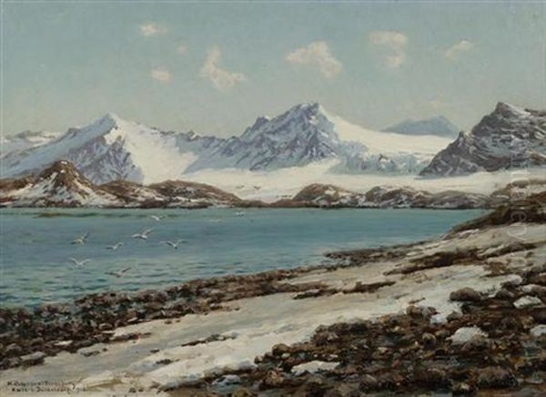 Belsund-spitzbergen (+hardanger-fjord; Pair) Oil Painting by Heinrich Petersen-Flensburg