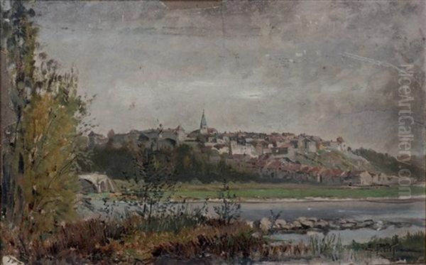 Village Et Clocher Sur La Butte Oil Painting by Edmond Marie Petitjean