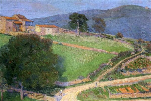 Route De Village Animee Oil Painting by Hippolyte Petitjean