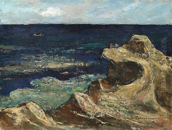 Marea La Techirghiol Oil Painting by Gheorghe Petrascu