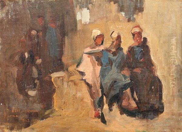 Scene From Assuan Oil Painting by Gheorghe Petrascu