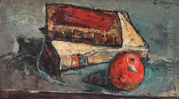 Natura Statica Cu Mar Si Doua Carti Oil Painting by Gheorghe Petrascu