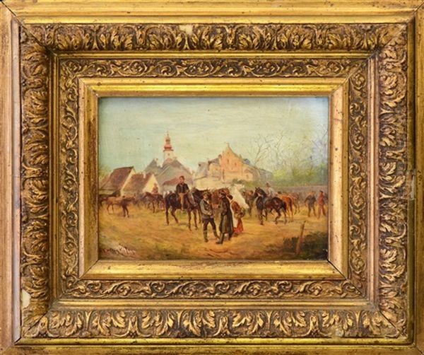 Before The Journey Oil Painting by August Xaver Carl von Pettenkofen