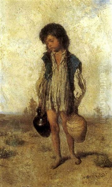 Le Petit Porteur D'eau Oil Painting by August Xaver Karl von Pettenkofen