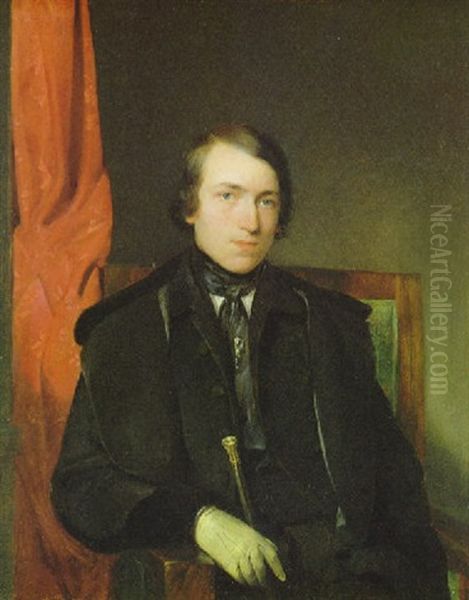 Pettenkofens Freund Und Mitschuler, Der Maler Leopold Brunner D.j. Oil Painting by August Xaver Carl von Pettenkofen