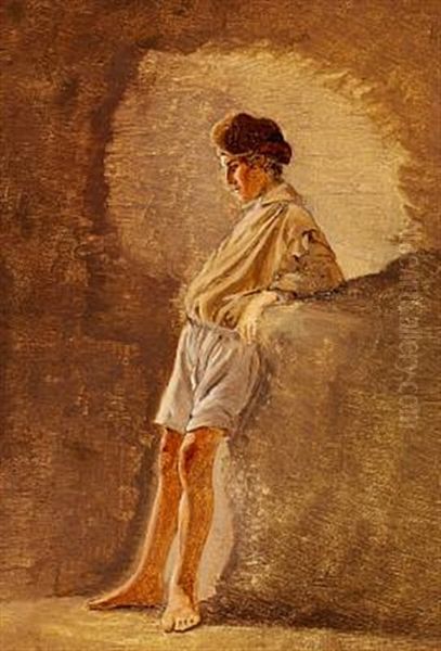 A Young Italian Man Standing (study) Oil Painting by Fritz Petzholdt