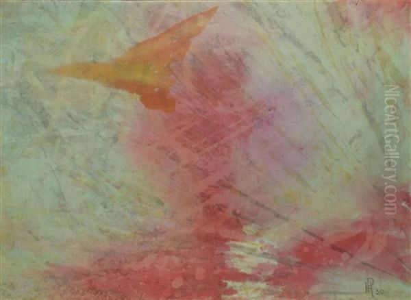 Sans Titre Rose Et Vert Oil Painting by Henri Hans Pfeiffer
