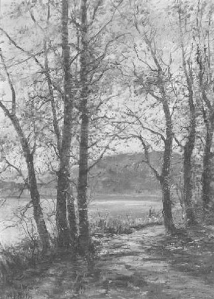 On The Riverside Path Oil Painting by William Preston Phelps