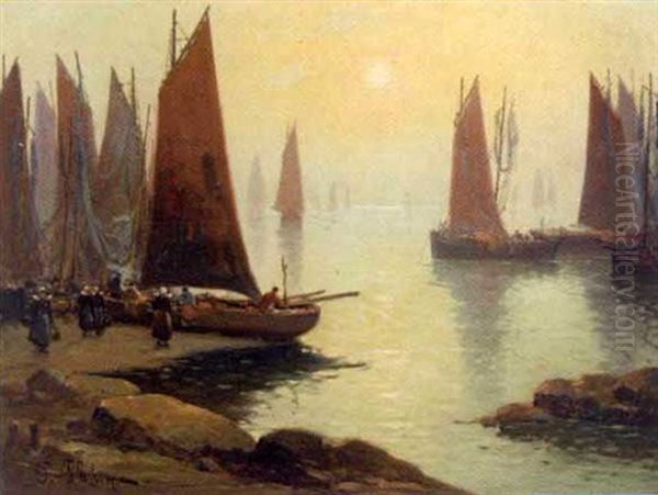 Cotriade, Soleil Couchant Oil Painting by Paul Philippe