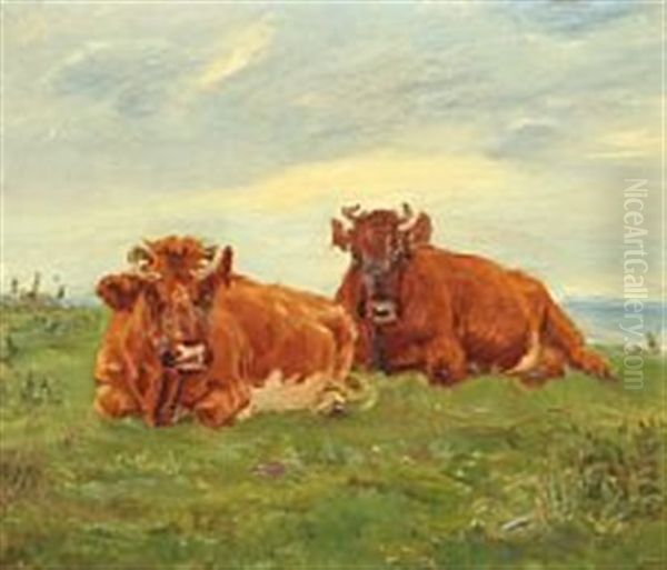 Cows That Chew The Cud, Saltholm C. 1890 Oil Painting by Theodor Philipsen