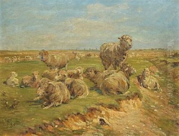 Sheep In The Field Oil Painting by Theodor Esbern Philipsen