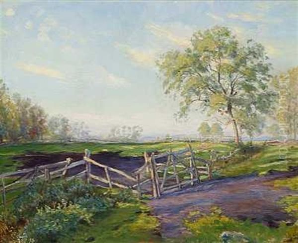 Dansk Sommerlandskab Oil Painting by Theodor Esbern Philipsen