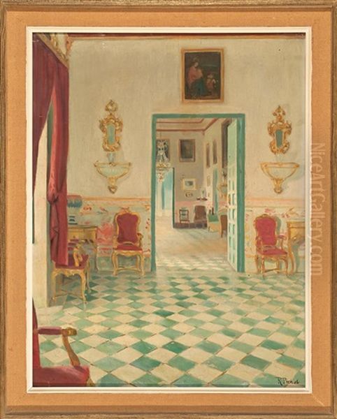 Interior Del Palacio De Viznar Oil Painting by Ramon Pichot Gironès