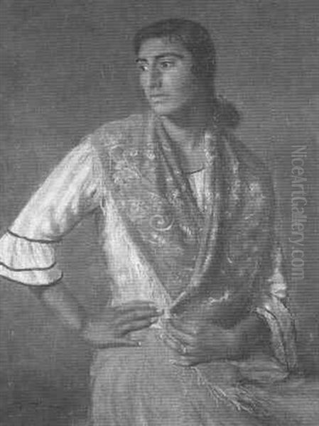 Gitana Con Manton Rojo Oil Painting by Ramon Pichot Gironès