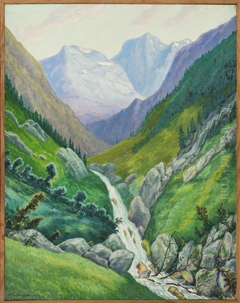 Paisaje De La Vall D'aran Oil Painting by Mariano Pidelaserra Brias