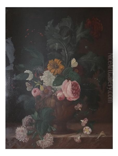 A German Floral Still Life Oil Painting by Franz Xaver Pieler
