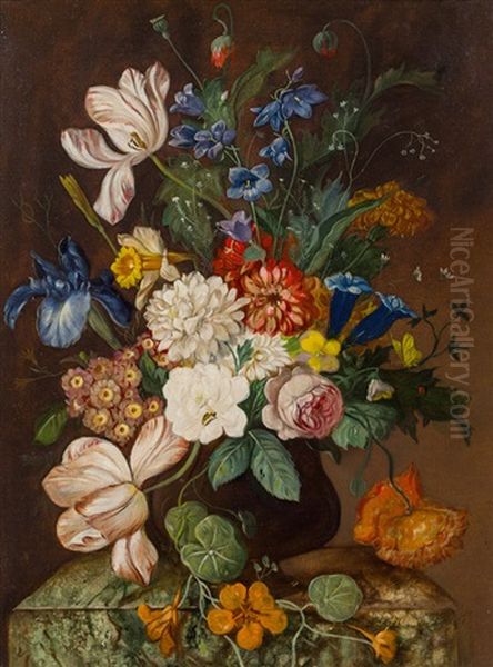 Blumenstillleben Oil Painting by Franz Xaver Pieler