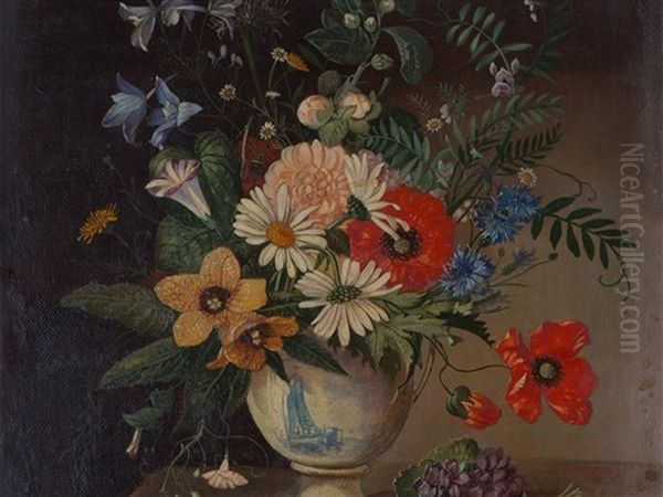 Still Life With Flowers Oil Painting by Franz Xaver Pieler